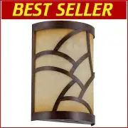 Cromwell 10" Wood Style Curved Metal Chime Cover with Tea-Stained Glass Accent