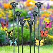 Rossesay 6 Pcs Solar Flying Butterflies Moving Fluttering Butterflies Waterproof Garden Stakes Decorations for Home Yard Pathway Garden Landscape Outdoor Indoor Centerpieces Decorations