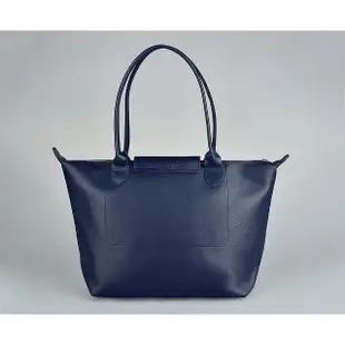 【LONGCHAMP】LONGCHAMP LE PLIAGE CITY壓印LOGO PVC拉鍊長把肩背水餃包(小/海軍藍)