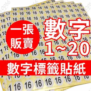 #791 數字貼紙 數字標籤貼紙 (1張) 不乾膠 號碼貼分類 辦公用品 易撕取 數字標籤 標記【小鴿本舖】