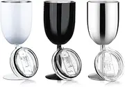 Ysyaxsyt Wine Glasses Stainless Steel Wine Glasses Stemmed Wine Glasses with Lid Double Wall Insulated Wine Tumbler Unbreakable Goblets Wine Glasses 10oz A