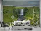 3D Green Mountain Waterfall Wallpaper Wall Murals Removable Wallpaper 8
