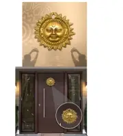 3"Exclusive Brass Decorative Sun Surya Idol Wall Hanging Home & Office Christmas