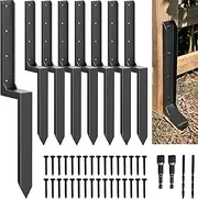 AKINGKONG Thicker Steel Fence Post Repair Kit, Anchors Ground Spikes, Support Broken 4x4/6x6 Wood Fence Post Stakes (B1, Thicker 3 mm, 8 Pack/Black)