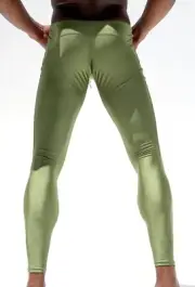 RUFSKIN 'Kip' Men's Long Compression Leggings Sport Tight Liner S Shiny Kelp NWT