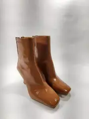 Steve Madden Womens Joan Boots Camel Brown Spool Heel Split Toe Zip 5.5 M New