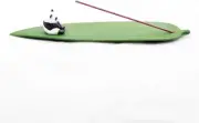 Incense Stick Holder Bamboo Leaf and Panda Incense Ash Catcher Tray