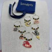 Serendipity 6 Gold Halloween Wine Glass Charms New