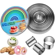 12 Pieces Biscuit Cookie Cutter Set With Tin Box Biscuit Plain Edge Round Cut...