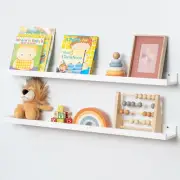 Picture Ledge Shelf for Wall, 36 Inch Solid Pine Wood Nursery Book Shelves 2 Pac