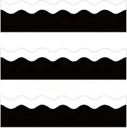 MOUNMDA 72 Feet Black White Wavy Line Border for Classroom Bulletin Board Desks School Office Home Wall Décoration