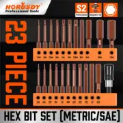 23Pc Metric & SAE Hex Bits Set Allen Keys Drill Quick Release Adaptor S2 Steel