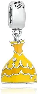 [Generic] Beauty and the Beast Belle Dress Charm in Sterling Silver 925 Compatible with Pandora Charms,and Many Other UK Charm Bracelets., Metal