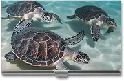 LKHDS Slim Aluminum Alloy Business Card Holder Sea Turtles Pocket Business Card Case Portable Business Card Wallet Business Card Holders Handheld Card Box for Women Men, style, One size