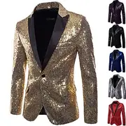 Disco 1980s Suits Blazers Lapel Collar Blazer Peak Lapel Disco Sequins Normal Men's Carnival Costume Halloween Masquerade Party Club Pride Parade Adults' Coat