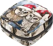 Period Bag,Sanitary Napkin Storage Bag,Christmas Hat Animal Owl,Tampon Holder for Purse