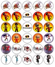 The Incredibles Cupcake Toppers Edible Icing Birthday Cake Decorations (2 Sizes)