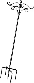 Garden Shepherd Hook with Double Hangers Garden Plant Hanger Stand with 5 Base Prongs Hanging Plant Rack for Hanging Light, Height 230cm