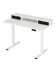 [Artiss] Dual Motor Electric Standing Desk With Shelf Drawer120cm in White