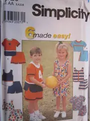 7620 Simplicity SEWING Pattern Childs EASY Top & Shorts 3-8