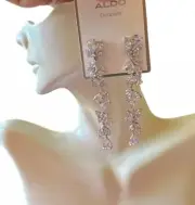 Aldo occasion earrings ZIRCONE CUBIQUE crystal tassel silver tone drops