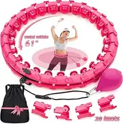 Biggest Smart Weighted Hula Hoop, Hoola Hoop (28 Detachable Knots) with Premium Sports Bag for Fast Adults Weight Loss| Women Men Kids Fitness Pilates Ring Circle Exercise Equipment, Abdomen Massage