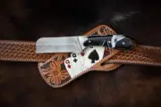 handmade Beautiful Knife, with Tooled Leather Handmade knife Sheath gift for Him