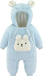 [KEOYA] Unisex Baby Winter Jumpsuit One-Piece Button Hooded Romper Infant Cute Animal Snowsuit 0-18 Months