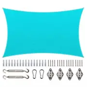 10 ft. x 16 ft. 190 GSM Turquoise Rectangle Sun Shade Sail with Rectangle Kit