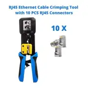 RJ45 Ethernet Cable Crimping Tool with 10 Pcs RJ45 Pass Through Connectos