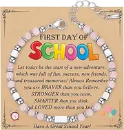 [AryaHozel] Back to School Gifts, Tiny Natural Stone First Day of School Back to School Bracelet Gifts for Girls Students Daughter Granddaughter Niece Sister Friend