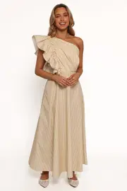 [PUP94] Meggy Maxi Dress - Sand/White XS White