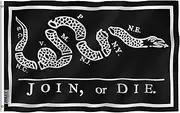 ANLEY Fly Breeze 3x5 Foot Black Join Or Die Flag - Vivid Color and Fade Proof - Canvas Header and Double Stitched - Rattlesnake Flags Polyester with Brass Grommets 3 X 5 Ft