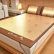 Snaweo Ice Silk Rattan Mat, Folding Rattan Mattress, Sum mer Breathable Sleeping Mat with 2 Pillowcases, Soft Air Conditioning Mattress, Cooling Mattress Topper(90x200cm/35x79in)