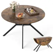 Costway120cm Folding Dining Table with Drop Leaves-Coffee