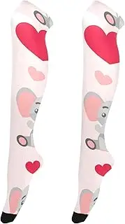 [Joitme] Romantic Hearts Pink Thigh High Stockings for Women, Long Socks for Women, Leg Stockings, Romantic Hearts Pink