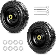 LTNICER Fit Gorilla Carts Wheels 10" No Flat Replacement Wheel, 4.10/3.50-4 Flat Free Solid Tire Garden Cart Tire Wagon Tire Wheelbarrow Tires 5/8" Axle Bore Hole 2.1" Hub (2 Pack)