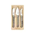 3pc Laguiole Etiquette Marble White Mini Soft Cheese/Pate Knife Utensils Set