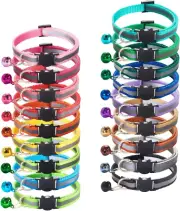 18 PCS Puppy ID Collars Reflective Stripe with Bell Adjustable Cat Head Shape Sa