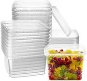 16-oz. Square Clear Deli Containers with Lids | Stackable, Tamper-Proof BPA-Free Food Storage Containers | Recyclable Space Saver Airtight Container for Kitchen Storage, Meal Prep, Take Out | 20 Pack