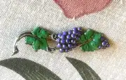 Smell The WINE 1 GRAPE PEWTER PIN with LEAVES ALL NEW.