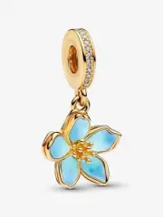 Pandora Japan Cherry Blossom Dangle Charm Blue Gold New Freeship