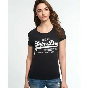 跩狗嚴選 極度乾燥 Superdry Logo T-shirt 純棉 短袖 上衣 T恤 黑白 黑色