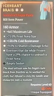 DIABLO 4 ETERNAL2GA Unique Pants Iceheart Brais
