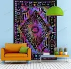 Hippie Gypsy Boho Handmade Sun & Moon Mandala Cotton Tapestry Throw Yoga Mat