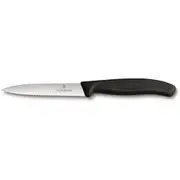 Victorinox 10cm Wavy Edge Pointed Tip Paring Knife Serrated Cheese/Bread Black