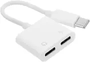 KALLORY Portable Type C to Audio Adapter with Charging Port Dual Headphone Charging Splitter for Type C Devices Compatible with Earphones Audio Playback Durable User Friendly Design