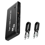 1pc USB C KVM Switch 100W PD Charge Port Switcher 2x1 8K For 2 Laptop 1 Monitor