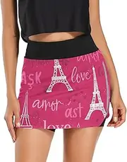 [ODAWA] Mushrooms Plants Black Background Womens Skort High Waisted Inner Shorts Gym Skirt