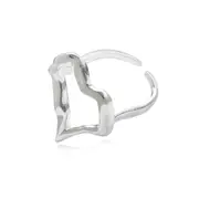 Culturesse KiKi Artisan Heart Adjustable 2cm Open Ring Women's Sterling Silver